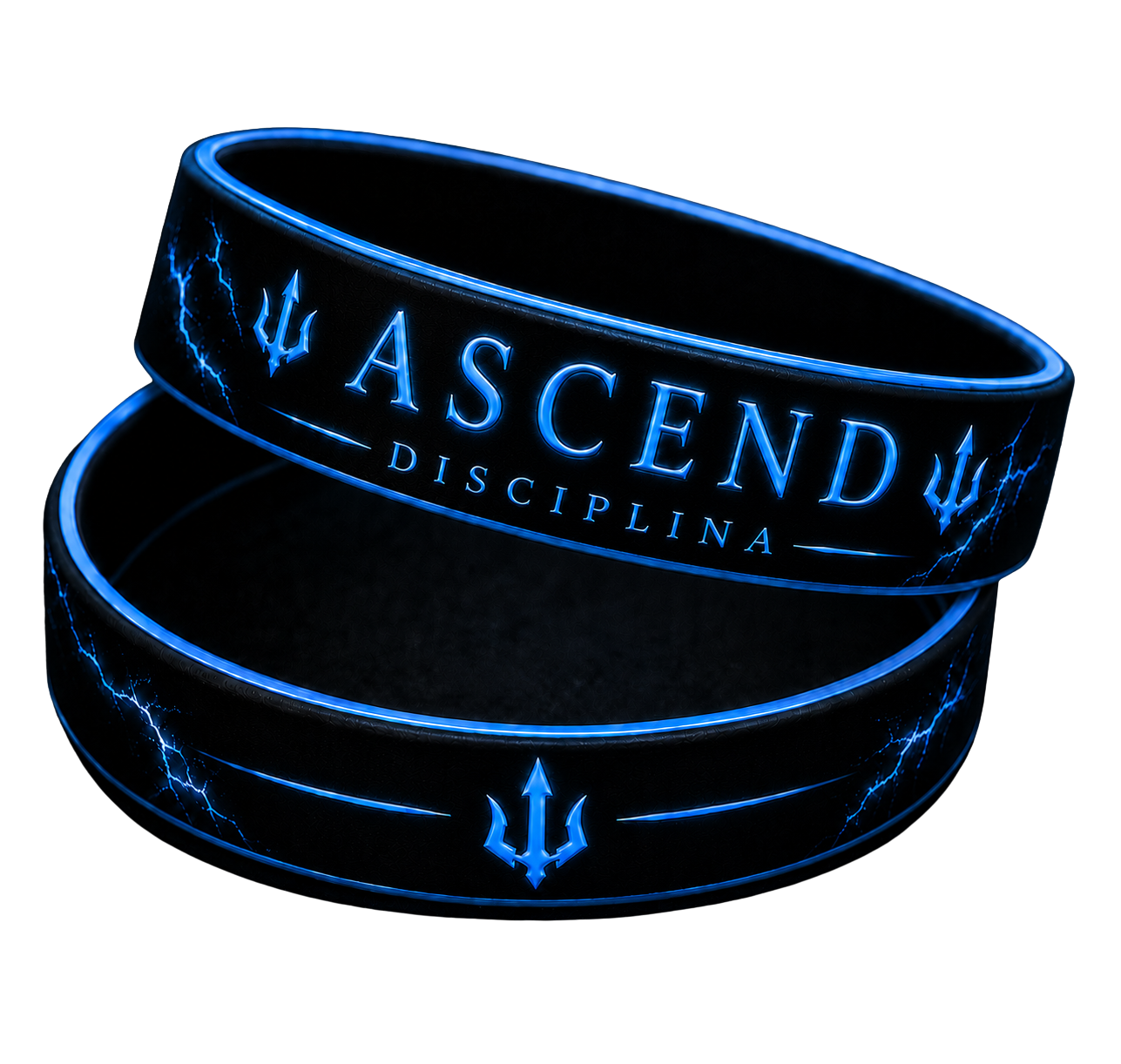Pulseira de silicone ASCEND Disciplina em preto e azul